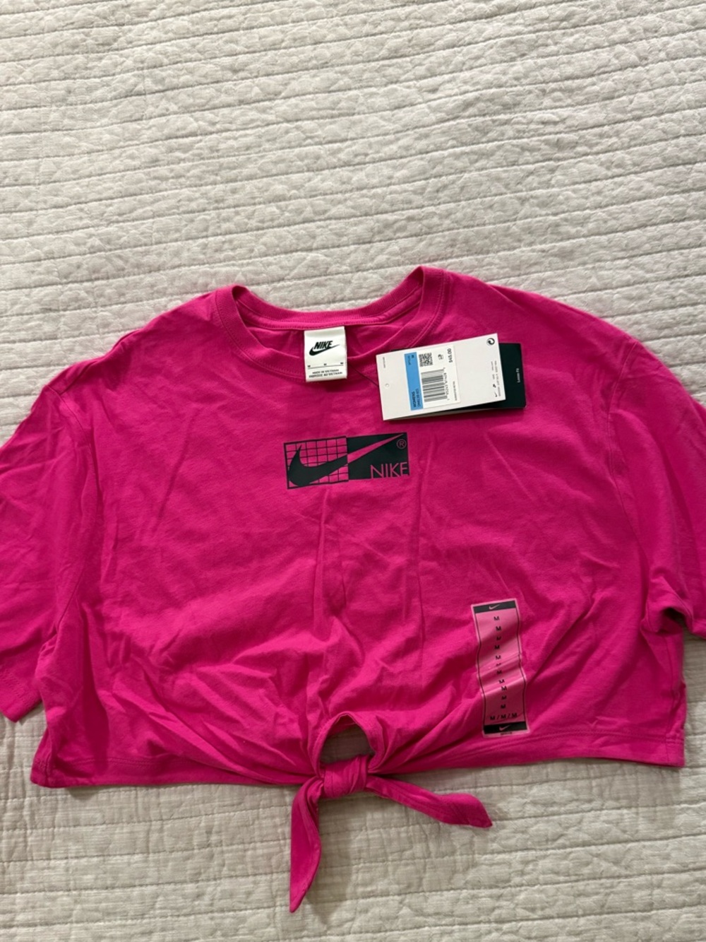 Nike Hot Pink Tee with Black Logo Graphic